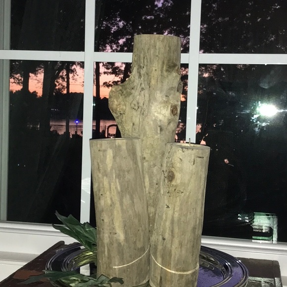 Extra Large Driftwood Candles set of 3 Tea Lights - Picture 4 of 13